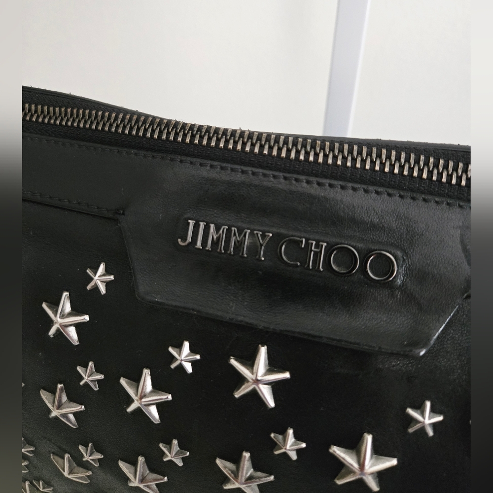 Authentic JIMMY CHOO Sky Star Studded Black Clutch Wallet WOC Crossbody Shoulder - Picture 8 of 16